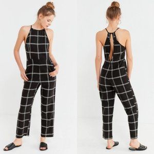 Urban Outfitters "Hattie" Black Plaid Jumpsuit